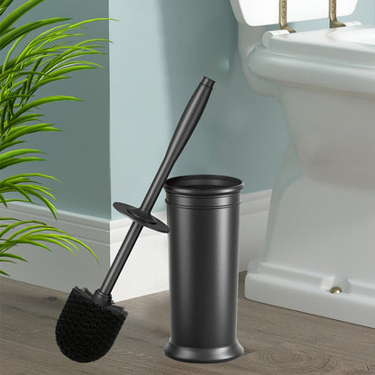 Black Toilet Bowl Brush Set with Long Handle and Holder