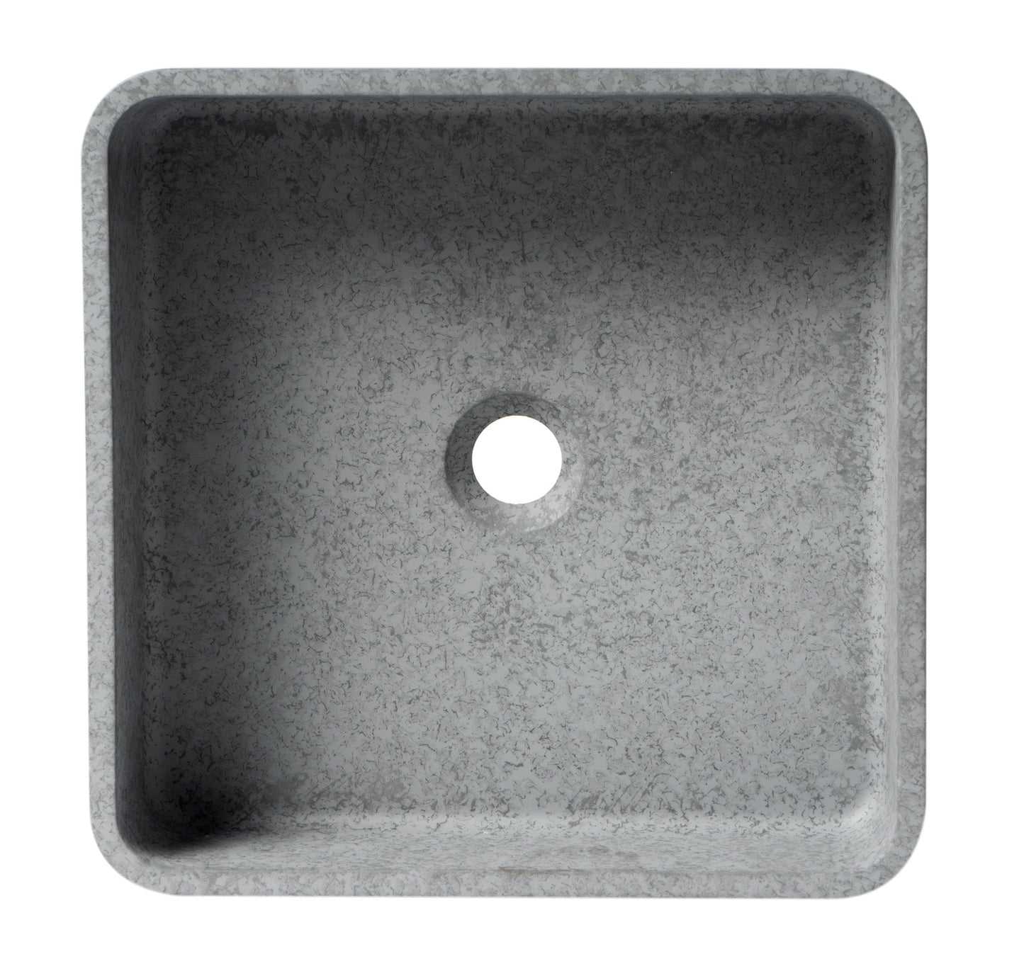ALFI brand  16" Solid Concrete Chiseled Style Square Above Mount Vessel Sink