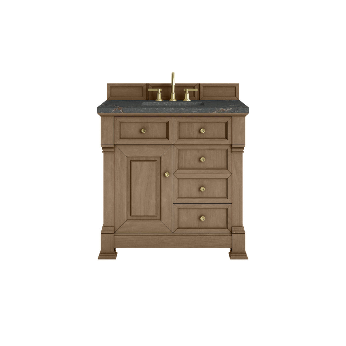 James Martin 547-V36 Brookfield 36” Single Vanity – Black Onyx / Honey Oak / Pearl Charcoal