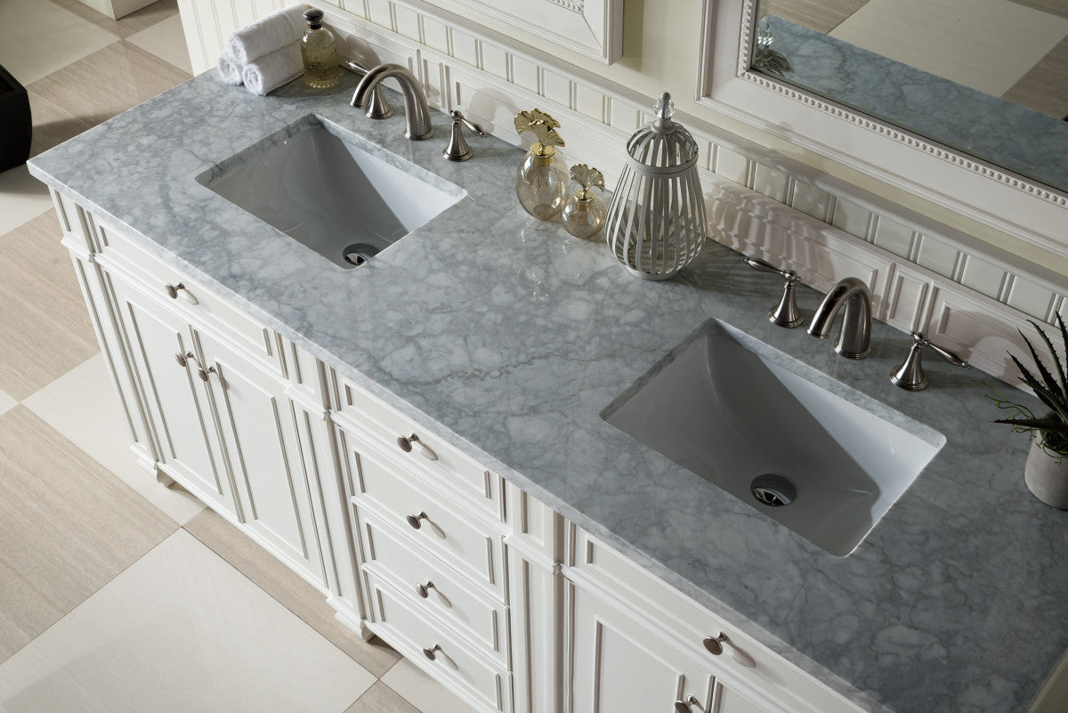 Bristol 72" Double Vanity Cabinet, Bright White