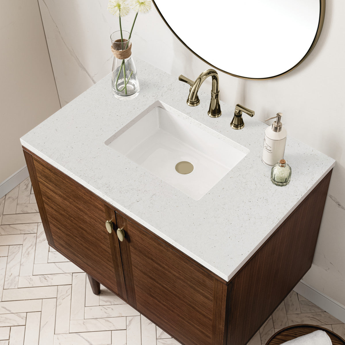 Amberly 36" Single Vanity Cabinet, Mid-Century Walnut