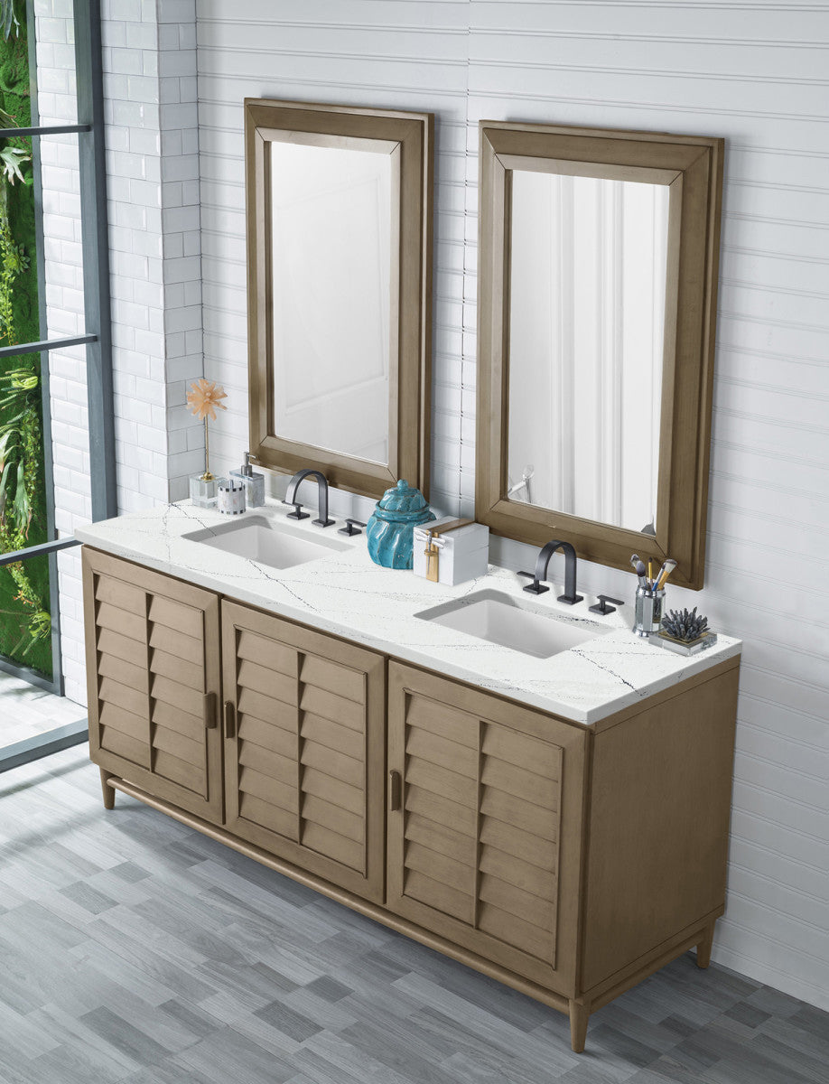 Portland 72" Double Vanity Cabinet, Whitewashed Walnut