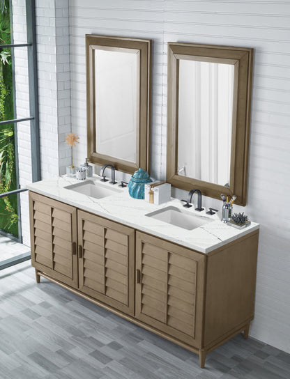 Portland 72" Double Vanity Cabinet, Whitewashed Walnut