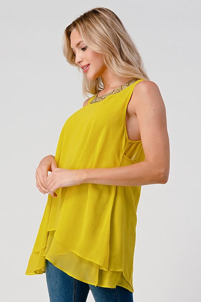 Beaded Neckline Chiffon Tunic | Apparel | Kitchen + Metal