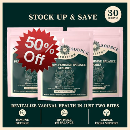 Vital Source Nutrition - Premium Feminine Balance Gummies - for Women’s Health & Wellness - Immune Support - Vegan, Gluten-Free & Halal - Hawaiian Pineapple - 60 Gummies - 30 Serving
