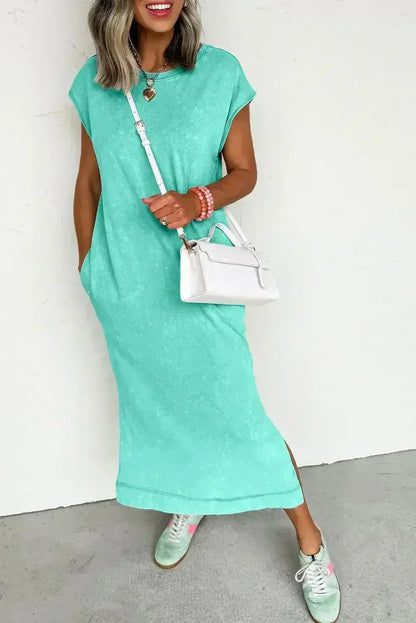 Carrot Mineral Wash Pocketed T-shirt Dress