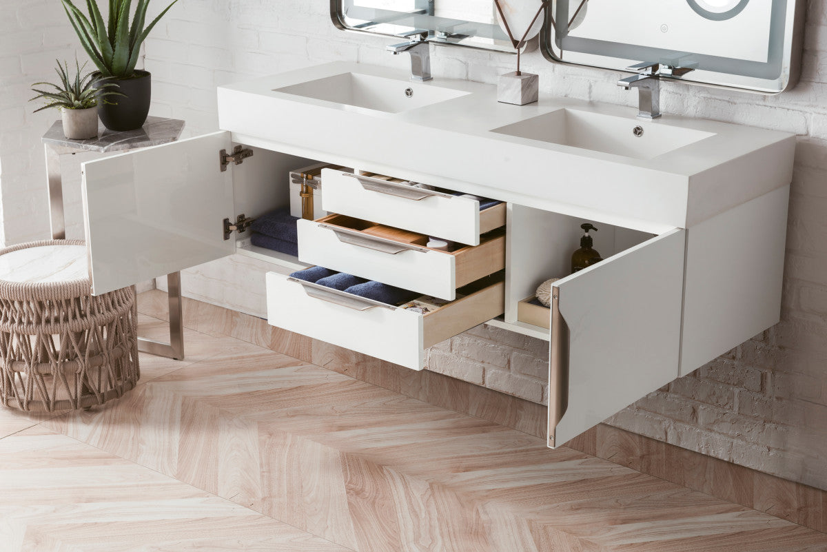 Columbia 59" Double Wall Mount Vanity Cabinet
