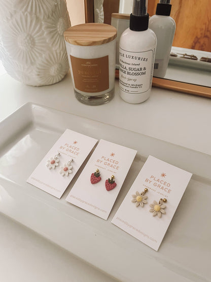 Placed by Grace - Mini Pink Daisy Dangle Earrings