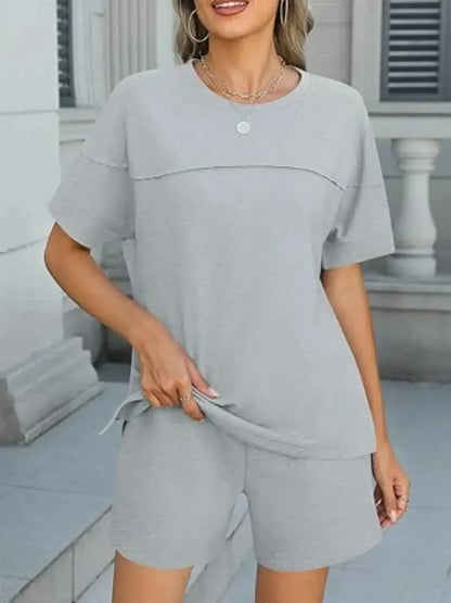 Round Neck Short Sleeve matching shorts and top set