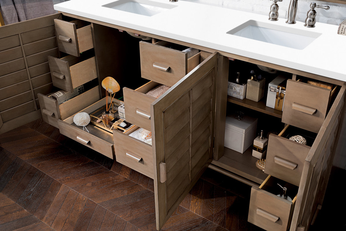 Portland 72" Double Vanity Cabinet, Whitewashed Walnut