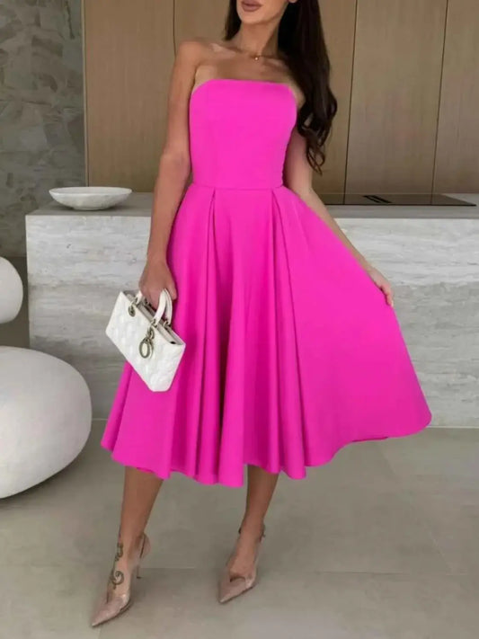 Solid Color Tube Dress Midi for Chic and Stylish Looks