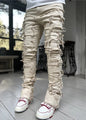 Patched Pants Long Tight Fit Stacked Jeans