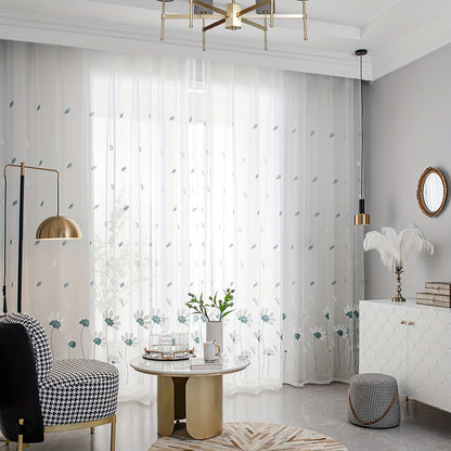 Elegant Floral Embroidered Tulle Curtain for Home Decor