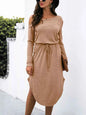 One-Shoulder Long Sleeve Midi Dress
