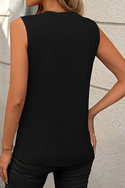 White Pleated Women's Top - Solid Color Crew Neck Design