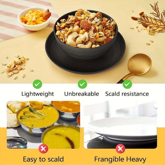 microwave safe black bowl with dry food in photo