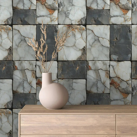 Fractured Stone Mosaic Grid