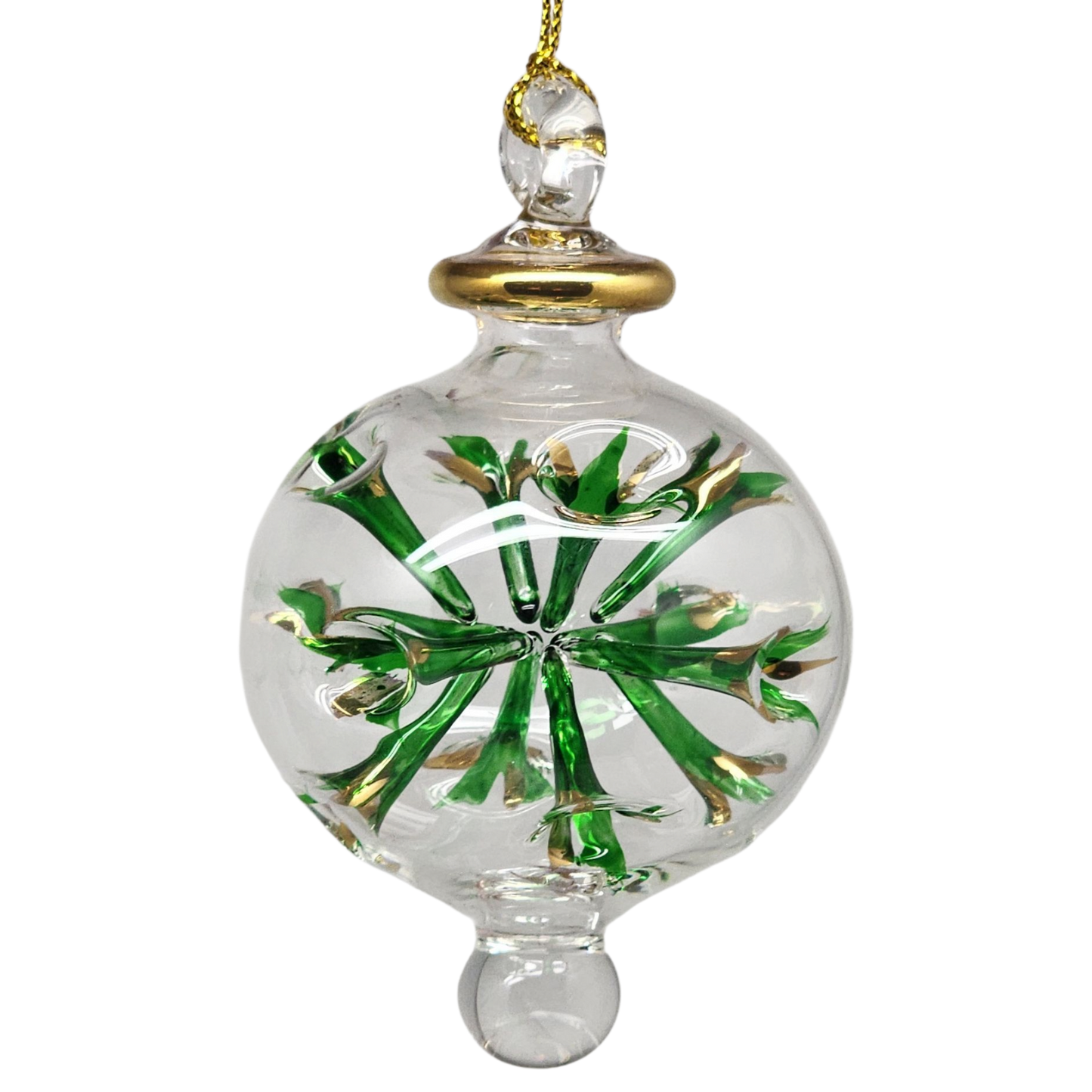Blown Glass Pierced Starburst Ornament - Green