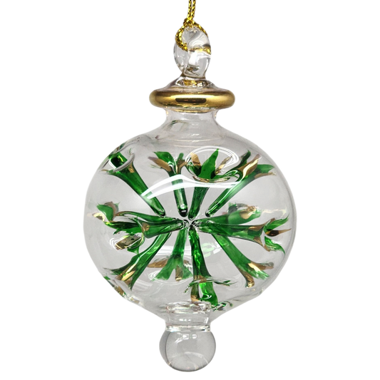 Blown Glass Pierced Starburst Ornament - Green