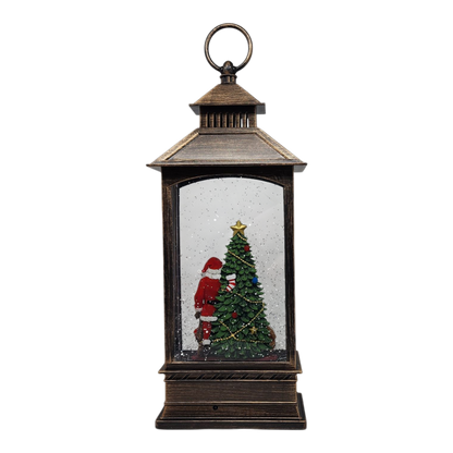 Lighted Spinning Waterglobe Lantern - Santa Delivering Gifts