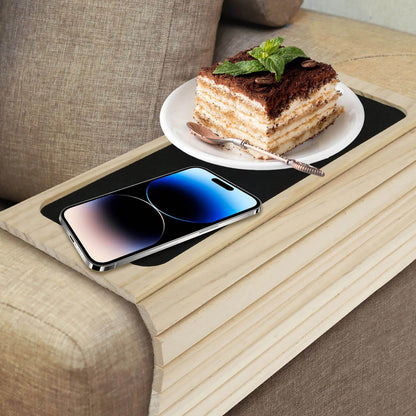 Foldable Wood Couch Cup Holder Tray for Sofa Armrest Drinks