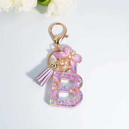 A–Z Personalized Butterfly Tassel Keychain – Custom Initial Gift for Women