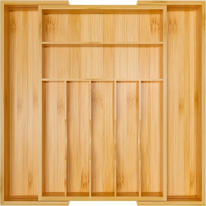 Bamboo Silverware Organizer - Expandable Kitchen Drawer and Cutlery | Silverware | Kitchen + Metal