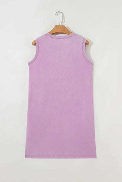 Beau Blue Mineral Wash Pocket Tank Mini Dress