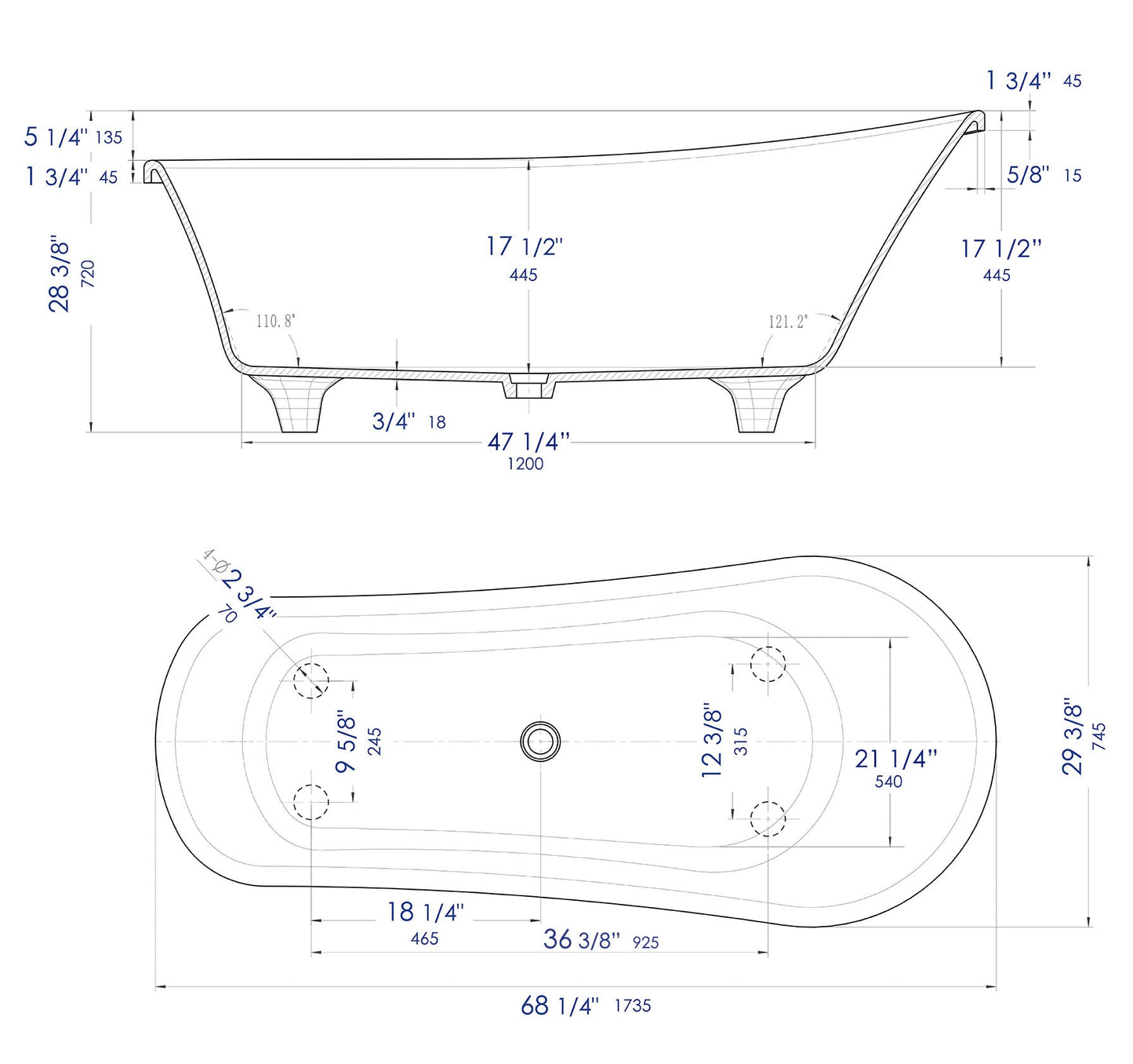ALFI brand  AB9960 67" White Matte Clawfoot Solid Surface Resin Bathtub