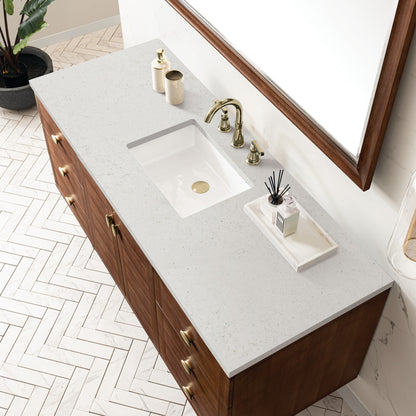 Amberly 60" Single Vanity Cabinet, Mid-Century Walnut