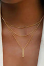Gold Bar Pendant Layered Adjustable Chain Necklace