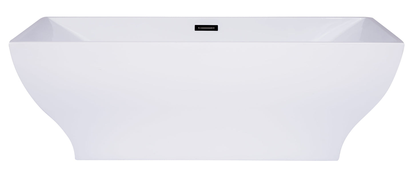 ALFI brand  AB8840 67 inch White Rectangular Acrylic Free Standing Soaking Bathtub