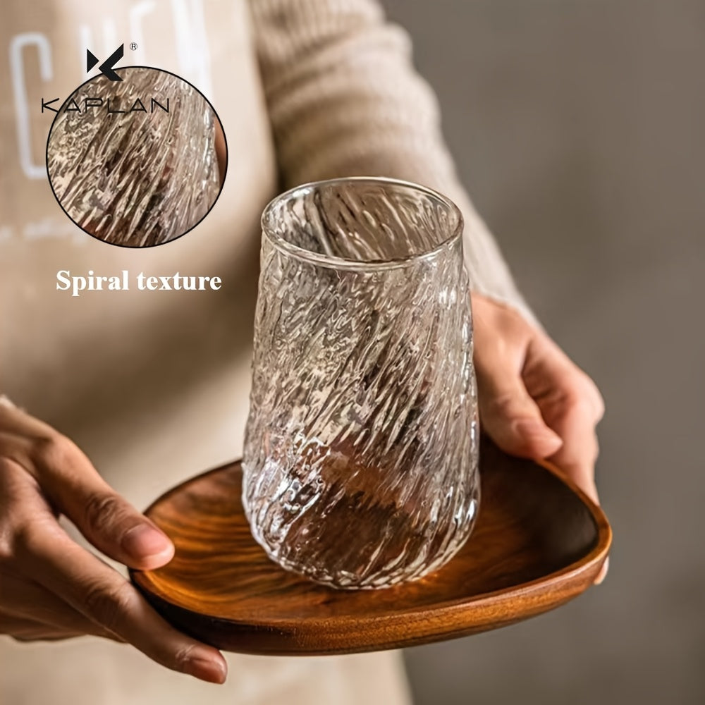 1pc Glacier Ribbed Glass Coffee Mug - Large Capacity Iced Coffee Latte