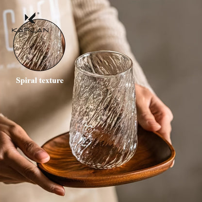 1pc Glacier Ribbed Glass Coffee Mug - Large Capacity Iced Coffee Latte