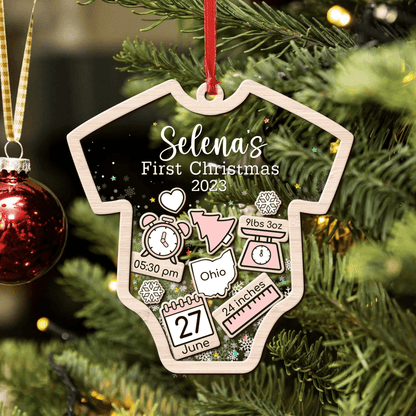 Custom Baby's First Christmas 2025 - Personalized Shaker Ornament - Customized Baby Name, New 1st Baby Gift, Baby Keepsake, 4D Shake Babies Ornament
