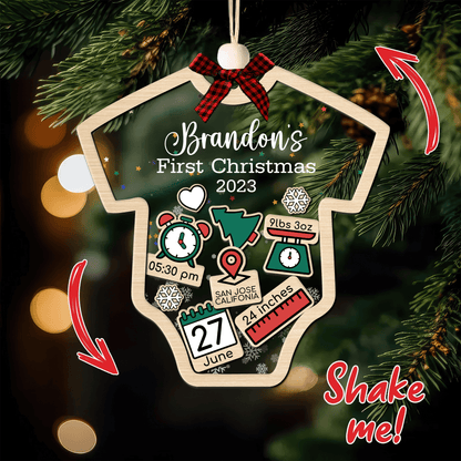 Custom Baby's First Christmas 2025 Ver .2 - Personalized Shaker Ornament - Customized Baby Name, New 1st Baby Gift, Baby Keepsake, 4D Shake Babies