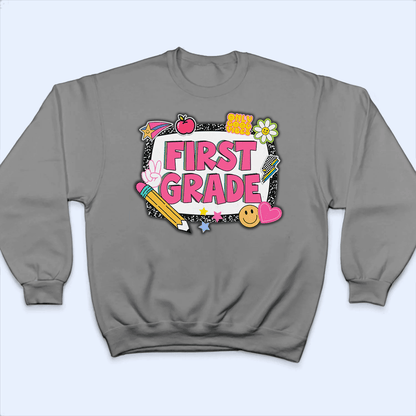 Back To School Sticker Shirt Design - Personalized Custom T Shirt - Birthday, Loving, Funny Gift for Teacher, Kindergarten, Preschool, Pre K, Paraprofessional