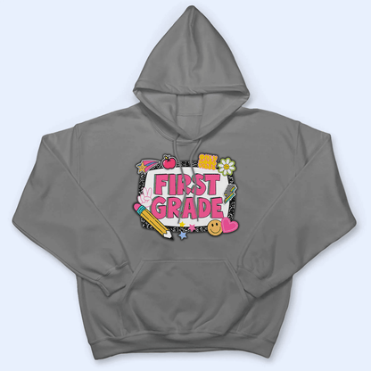 Back To School Sticker Shirt Design - Personalized Custom T Shirt - Birthday, Loving, Funny Gift for Teacher, Kindergarten, Preschool, Pre K, Paraprofessional
