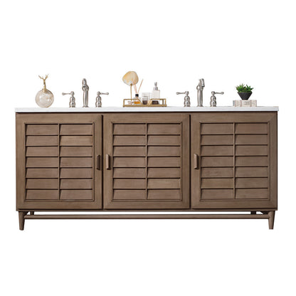 Portland 72" Double Vanity Cabinet, Whitewashed Walnut