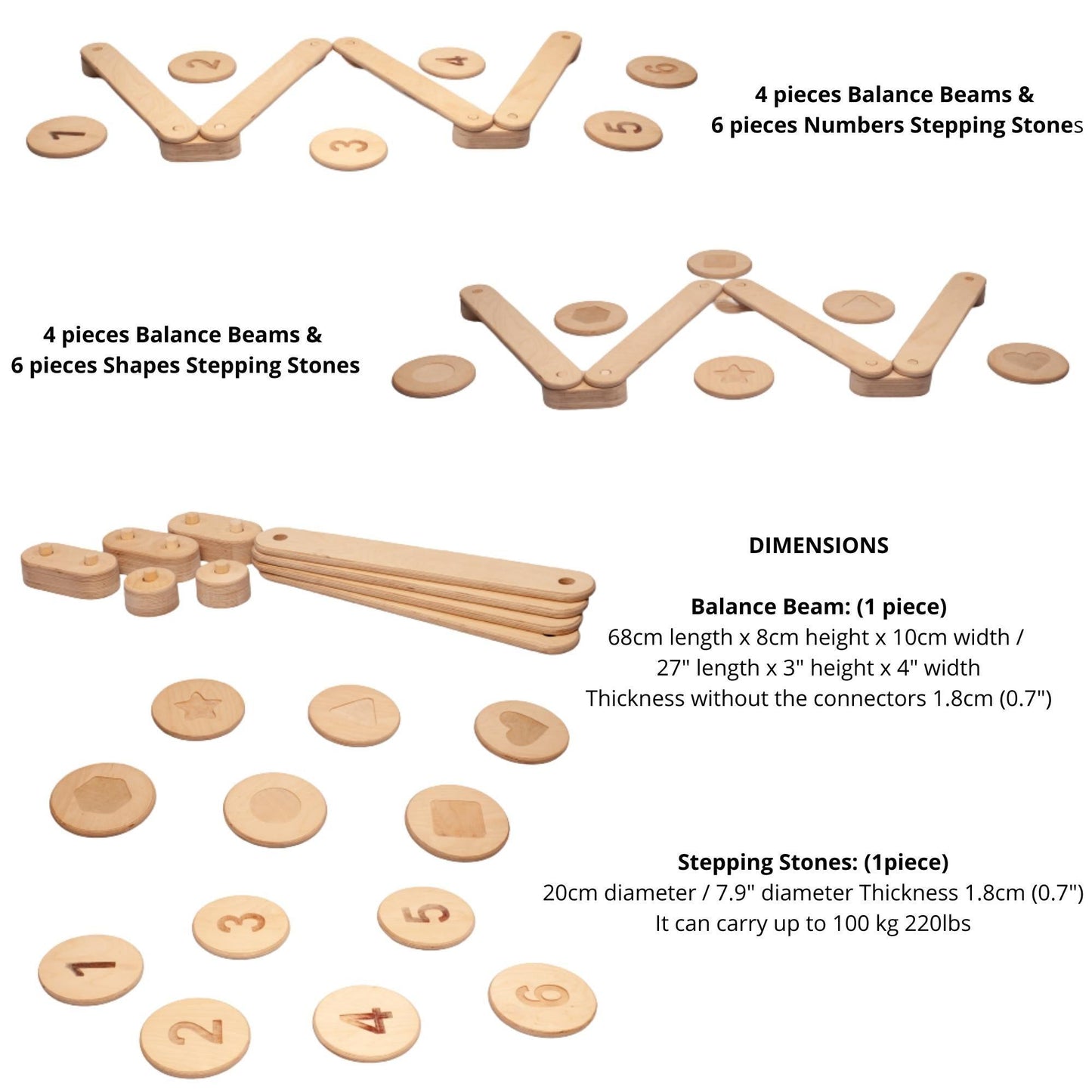 Montessori Balance Beam and Stepping Stones Set | Play | Kitchen + Metal