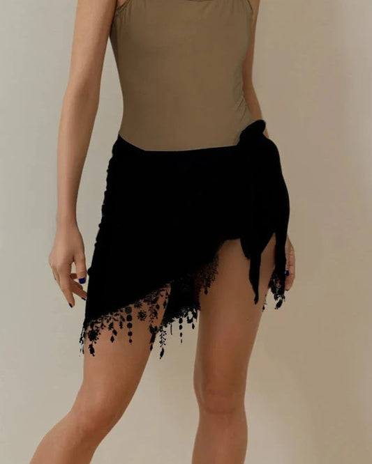 Sweater Knit Ballet Wrap Cover-Up - Black with Fringe