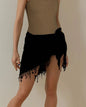 Sweater Knit Ballet Wrap Cover-Up - Black with Fringe