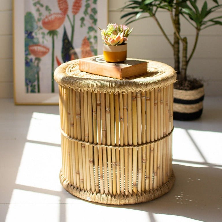 Bamboo Stool with Natural Rope Top