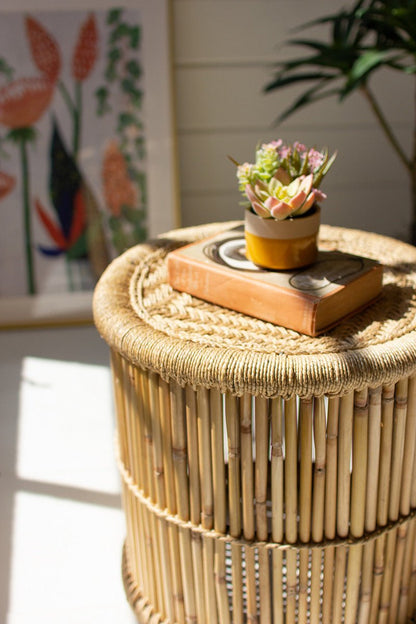 Bamboo Stool with Natural Rope Top