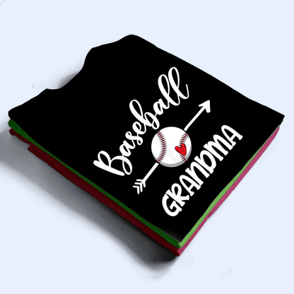 Baseball Grandma Heart - Personalized Custom T Shirt - Birthday, Loving, Funny Gift for Grandma/Nana/Mimi, Mom, Wife, Grandparent
