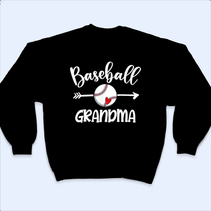 Baseball Grandma Heart - Personalized Custom T Shirt - Birthday, Loving, Funny Gift for Grandma/Nana/Mimi, Mom, Wife, Grandparent