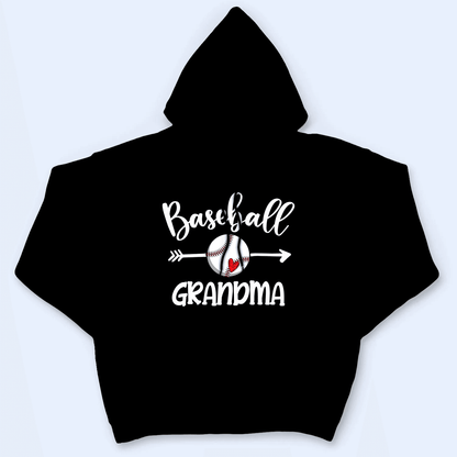 Baseball Grandma Heart - Personalized Custom T Shirt - Birthday, Loving, Funny Gift for Grandma/Nana/Mimi, Mom, Wife, Grandparent