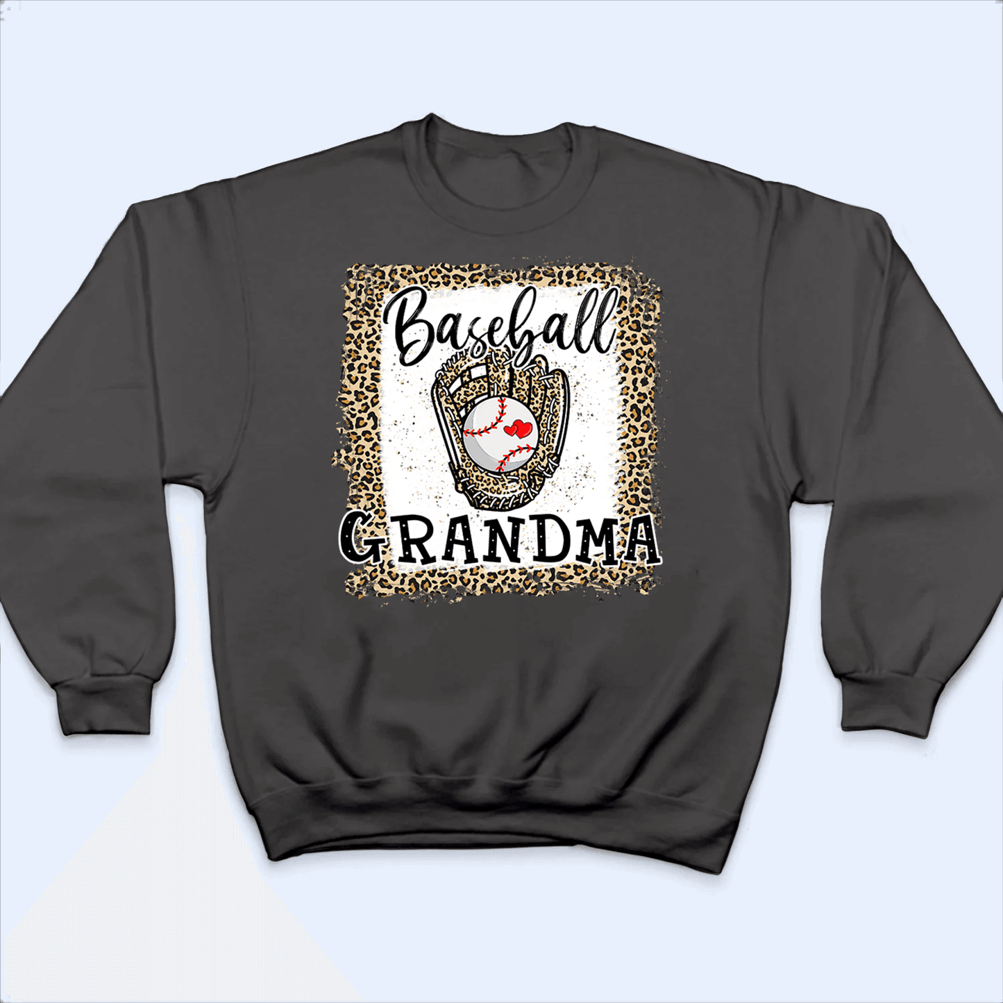 Baseball Grandma Leopard - Baseball/ Softball/Football Personalized Custom T Shirt - Birthday, Loving, Funny Gift for Grandma/Nana/Mimi, Mom, Wife, Grandparent