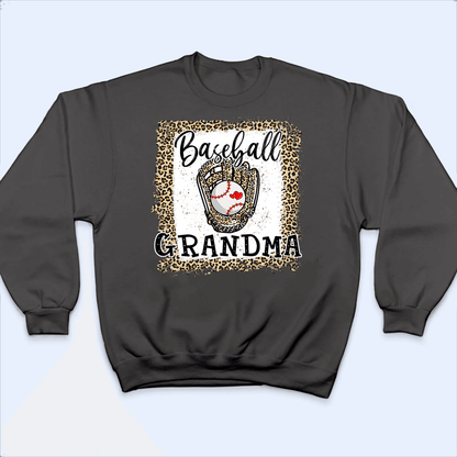 Baseball Grandma Leopard - Baseball/ Softball/Football Personalized Custom T Shirt - Birthday, Loving, Funny Gift for Grandma/Nana/Mimi, Mom, Wife, Grandparent
