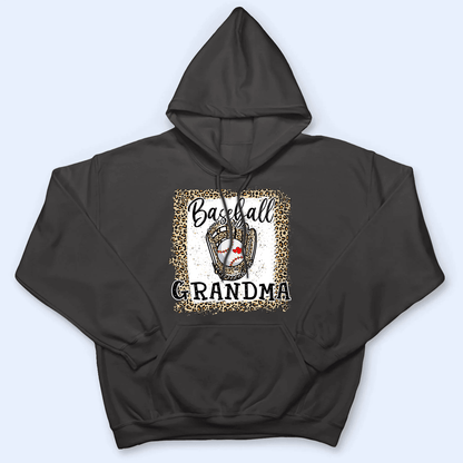 Baseball Grandma Leopard - Baseball/ Softball/Football Personalized Custom T Shirt - Birthday, Loving, Funny Gift for Grandma/Nana/Mimi, Mom, Wife, Grandparent